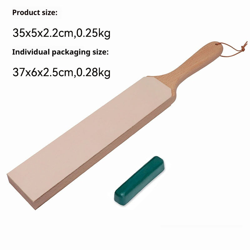 Double-sided Cowhide Wooden Handle Leather Polished Knife Sharpening Plate
