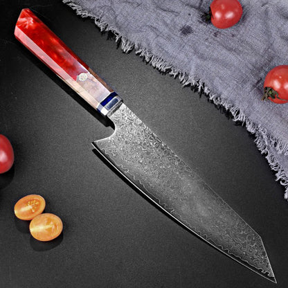 Leather Steel Resin Stabilized Wood Cutting Knife Octagonal Japanese Chef's Knife Chef Cooking Slicing Knife